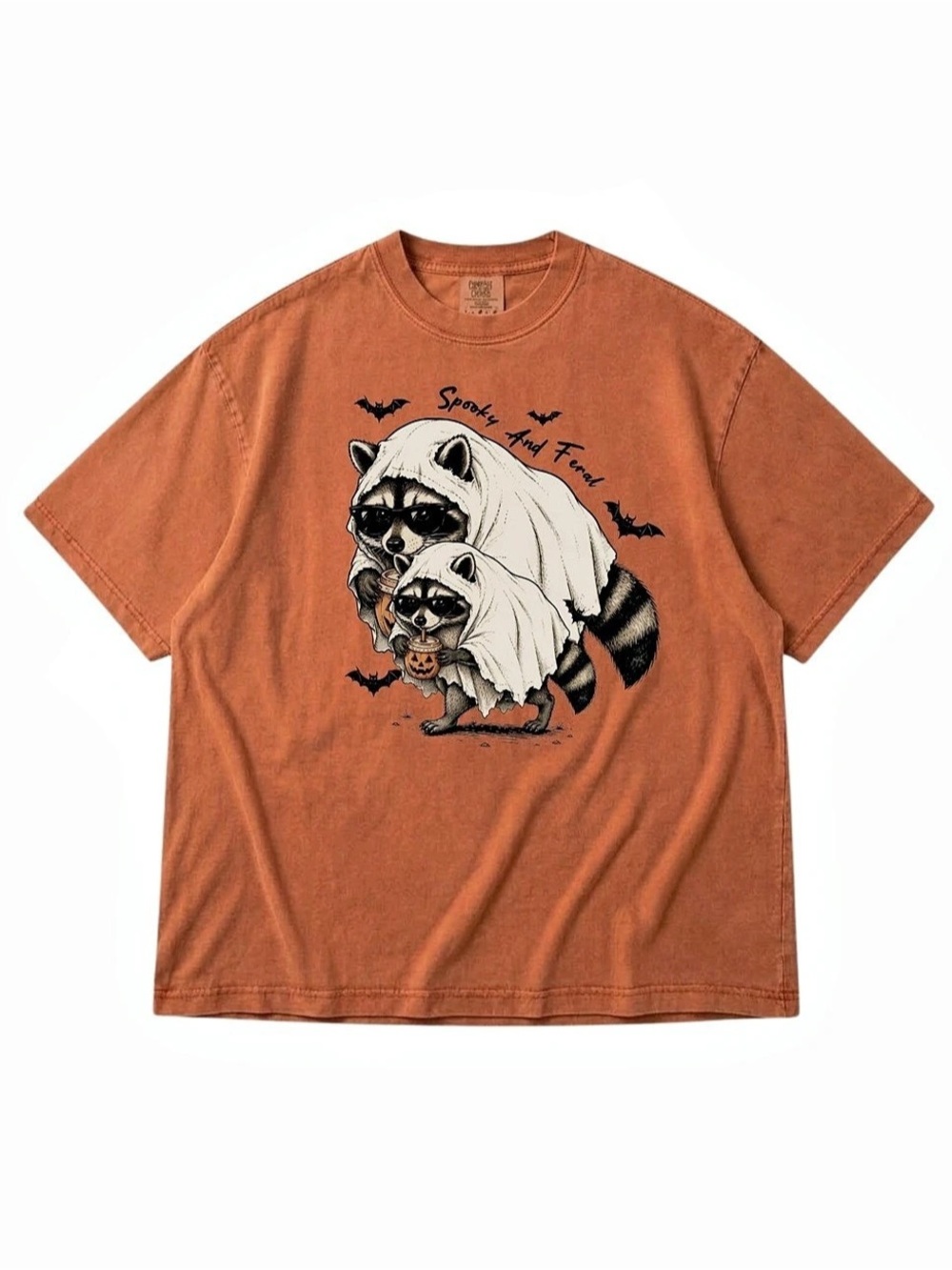 Comfort Colors Yam Spooky and Feral Raccoon Halloween T-Shirt